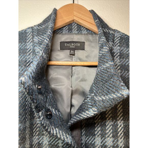 Talbots Wool Polyester Blue Plaid Jacket Coat Blazer Plus Size 18W Lined 18 - Picture 2 of 9